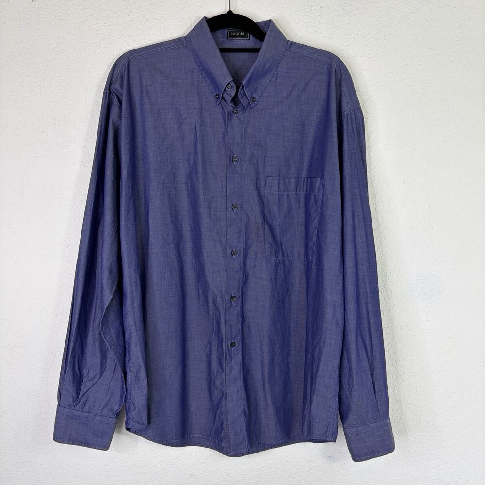Istante Blue Shirt Size 54 Made In Italy, formal, preppy, classic, casual, work